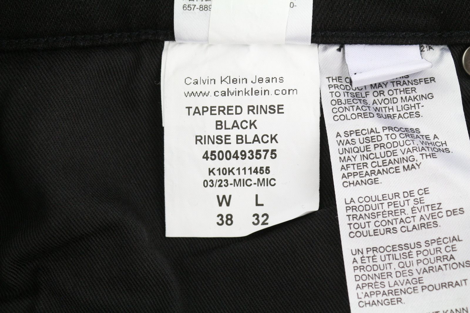 Calvin Klein TAPERED RINSE BLACK W38/L32 Stretch Denim Jeans 84962 Size US 38 / EU 54 - 10 Thumbnail