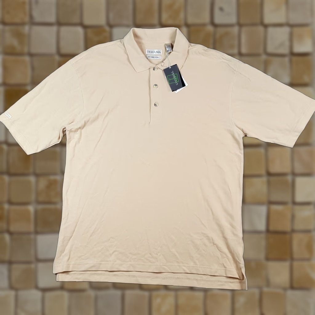 Vintage VINTAGE Tehama Beige Cotton Golf Polo Shirt XL Short Sleeve Collared Preppy 90s Mens Size US XL / EU 56 / 4 - 1 Thumbnail