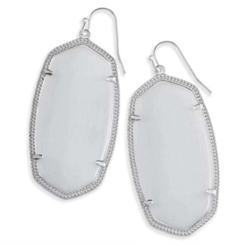Designer Kendra Scott Danielle Slate Cat's Eye Silver Drop Earrings Size ONE SIZE - 1 Thumbnail