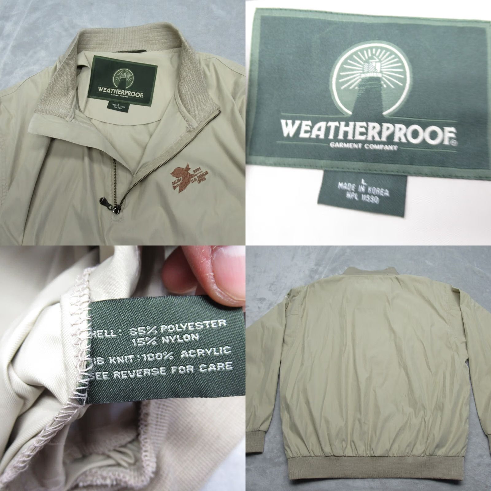 Weatherproof Weatherproof Jacket Men L Cream Knit Trim 1/4 Zip Solid Outdoor Golf Hiking Fall Winter Size US L / EU 52-54 / 3 - 8 Thumbnail