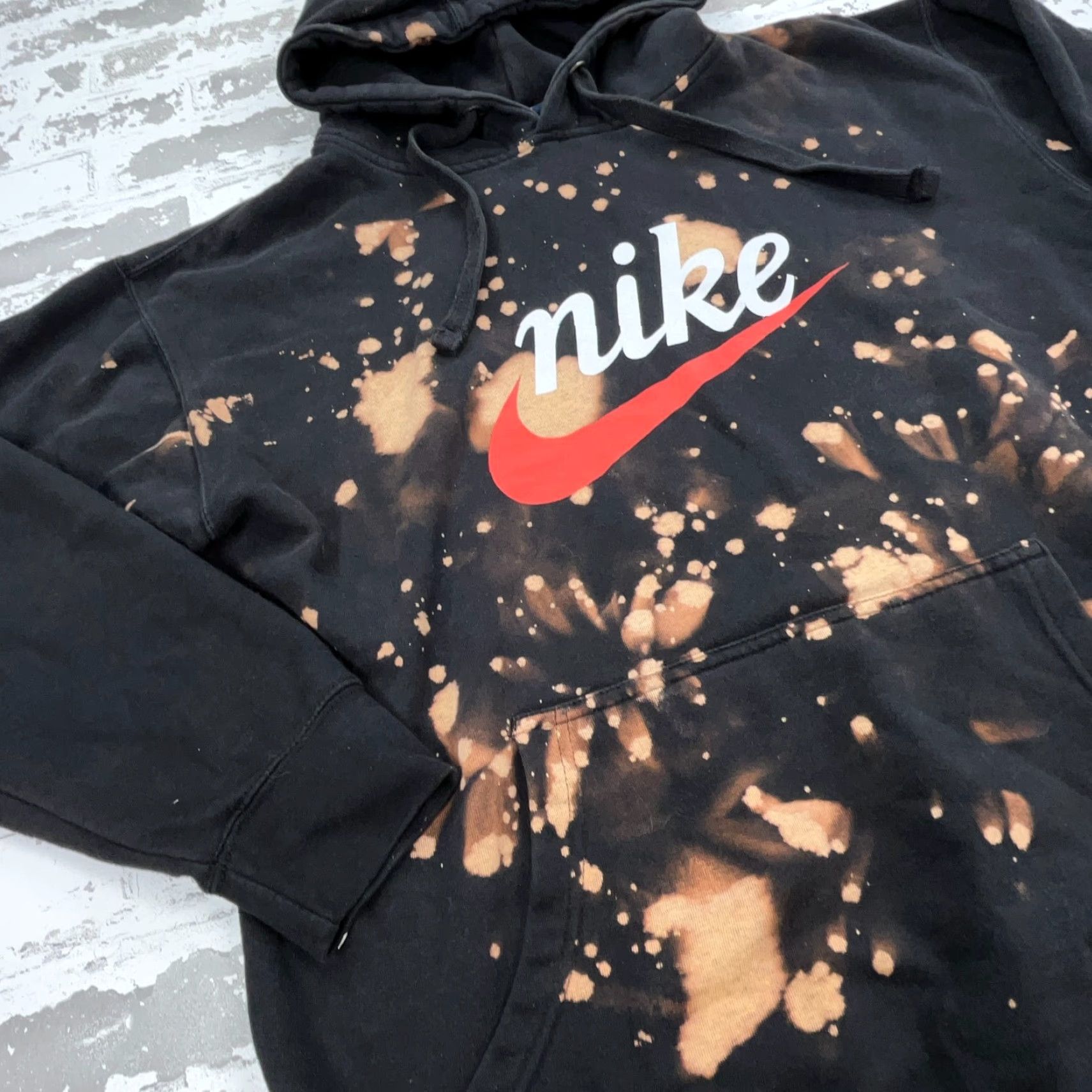 Nike Nike Hoodie Men Large Black Sweatshirt Center Swoosh Thrashed Bleached Size US M / EU 48-50 / 2 - 6 Thumbnail