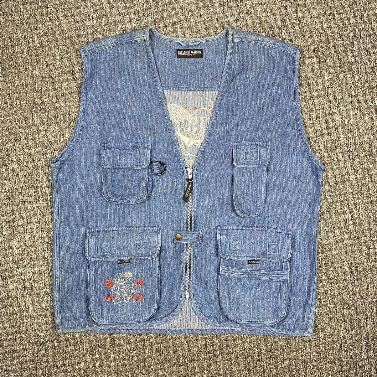 Japanese Brand Embroidered Denim Outdoor Vest Size US XL / EU 56 / 4 - 2 Thumbnail