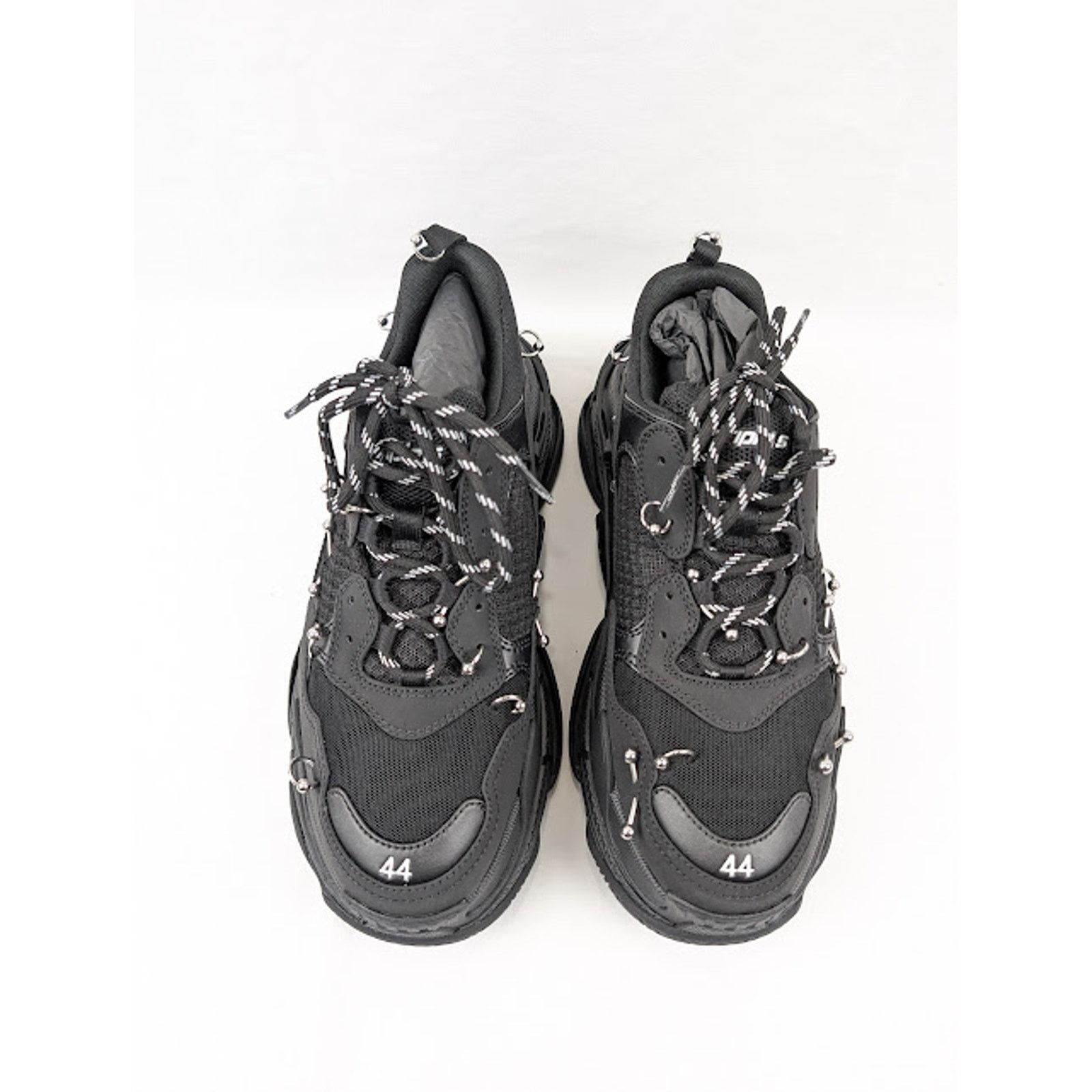 Balenciaga o1rshd1 Triple S Soccer Sneakers in Black/Silver Size US 13 / EU 46 - 17 Thumbnail