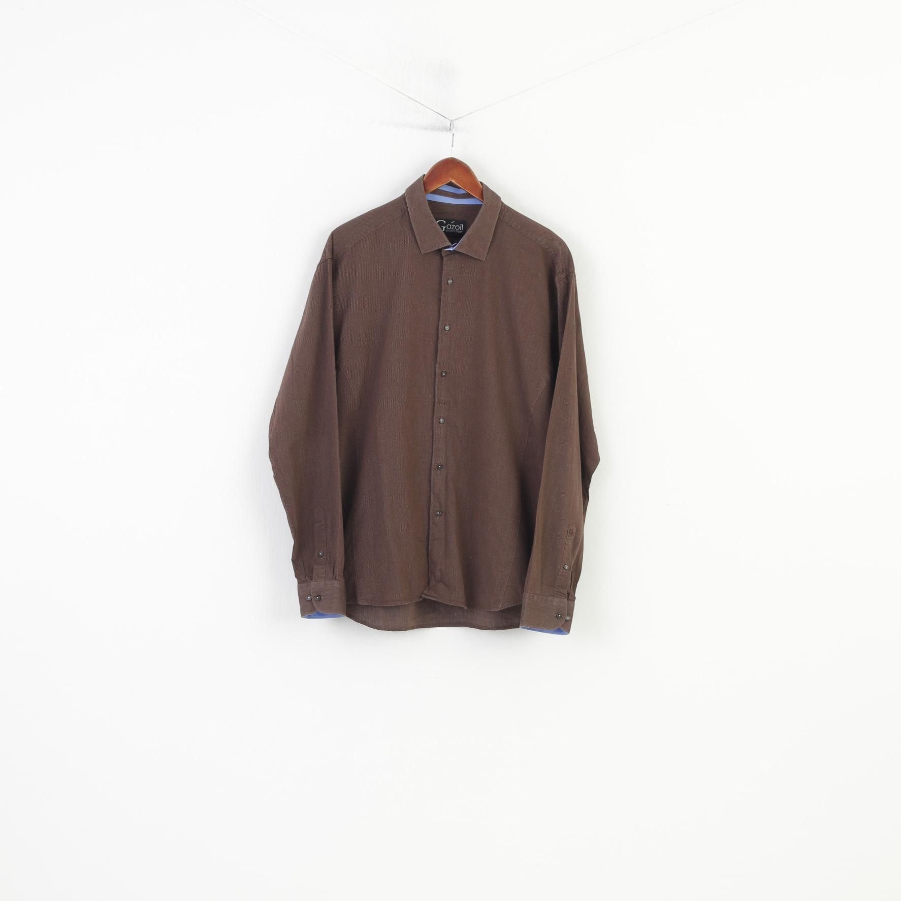Vintage Gazoil Collection Men L Casual Shirt Brown Checkered 11014 Size US L / EU 52-54 / 3 - 1 Thumbnail