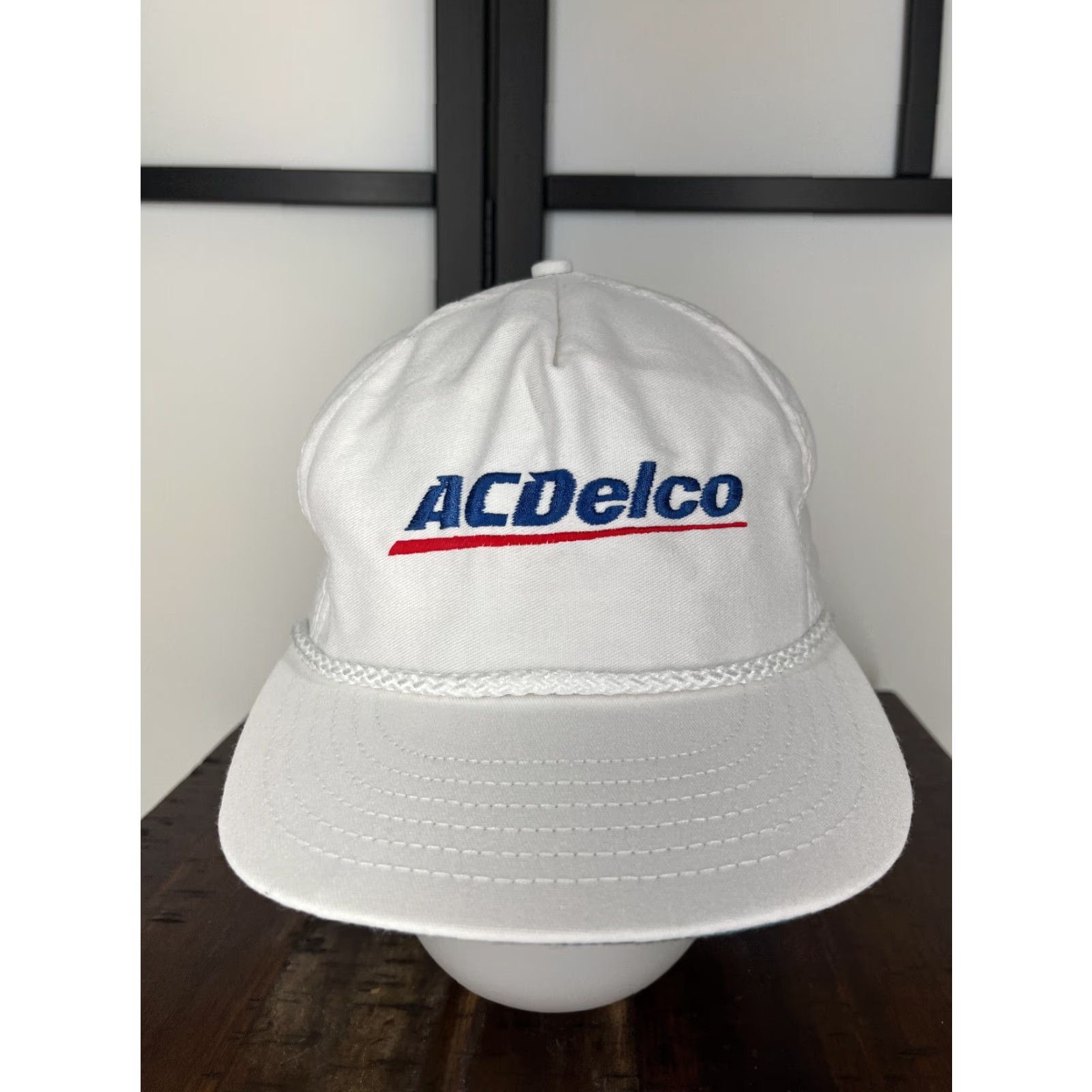 Vintage ACDelco Hat Cap Adult One Size White Cotton Polyester Knit Solid Adjustable Lightweight Baseball Cap Logo Men Mens Size ONE SIZE - 2 Thumbnail