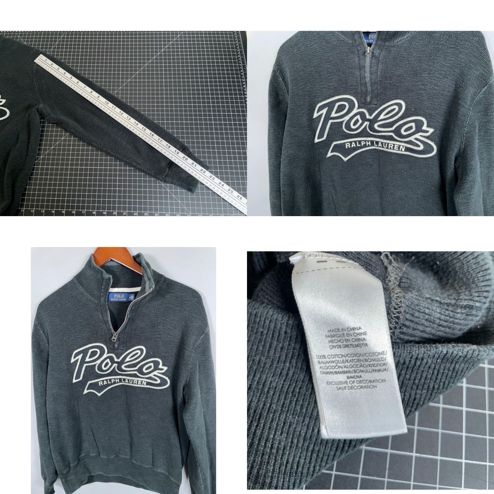 Polo Ralph Lauren Polo Ralph Lauren 1/4 Zip Sweater Adult Medium Gray Graphic Print Embroidered Preppy Mens Size US M / EU 48-50 / 2 - 8 Thumbnail