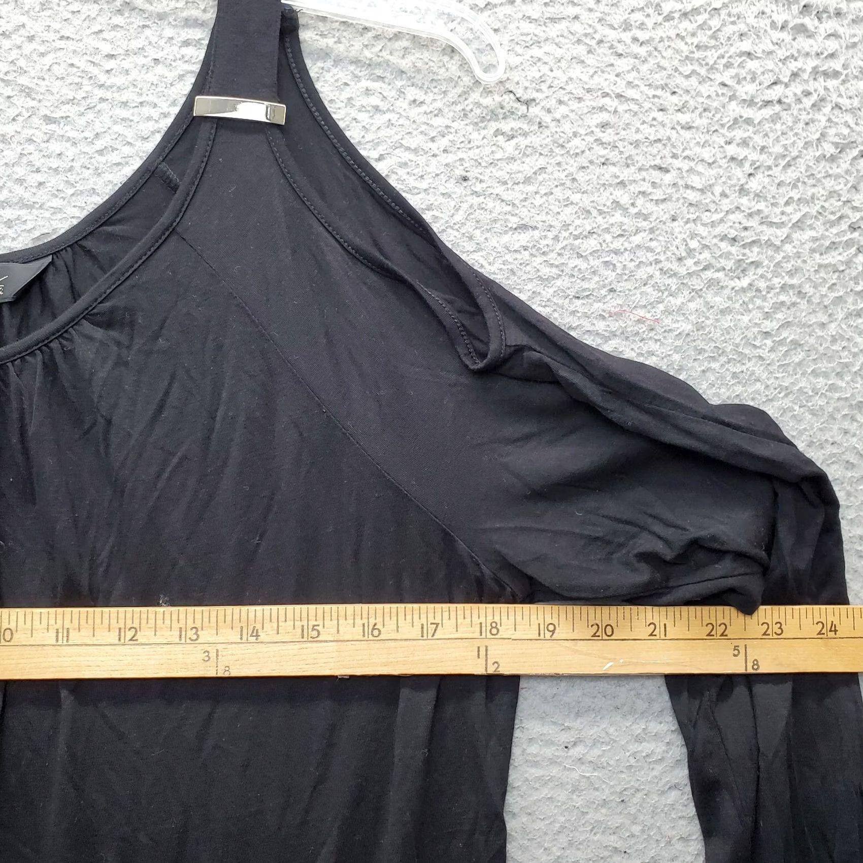 Vintage Thalia Sodi Blouse Top Womens Medium Black Rayon Stretch Cold Shoulder Sleeve Size M / US 6-8 / IT 42-44 - 6 Thumbnail