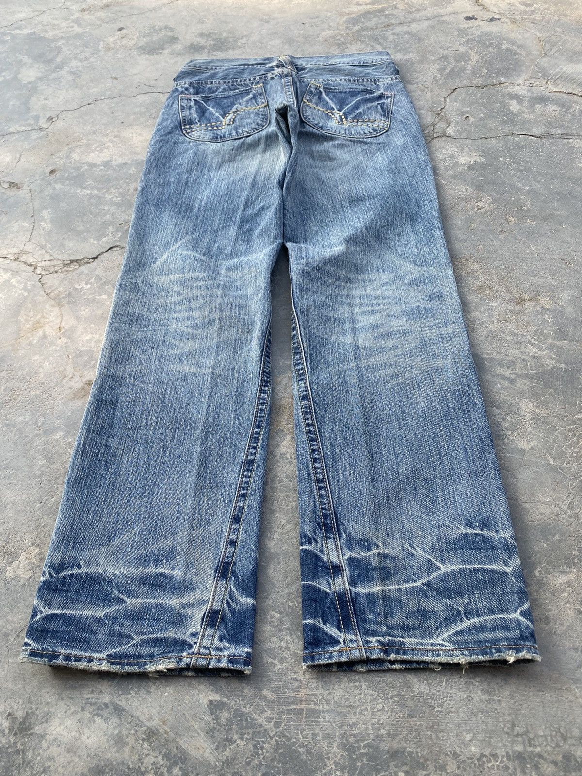 Japanese Brand BRAPPERS Distressed Boyfriend Jeans Size 29" - 9 Thumbnail