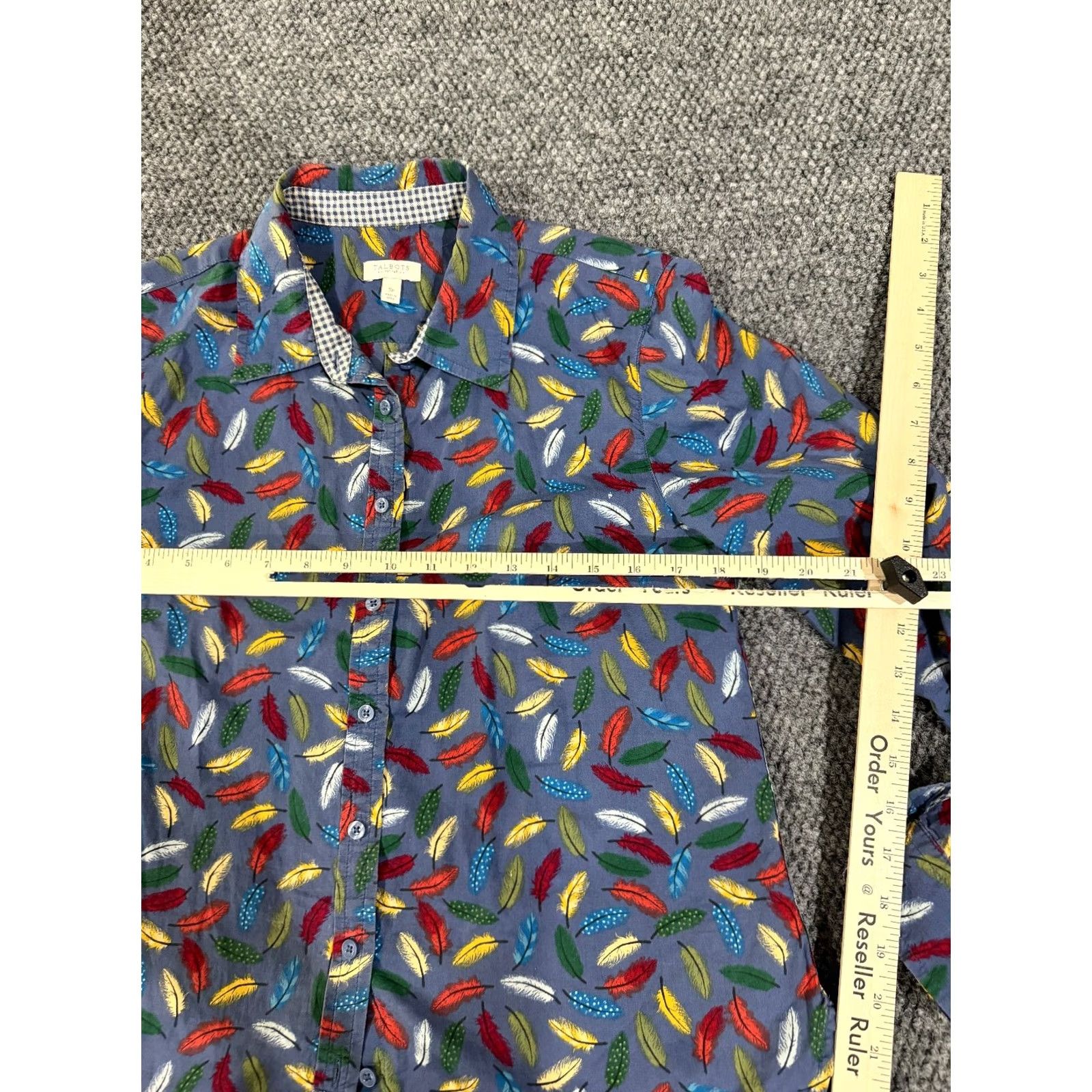Talbots Talbots Blouse Shirt Womens PS Petite Blue Feather Print Long Sleeve Button Up Size S / US 4 / IT 40 - 5 Thumbnail