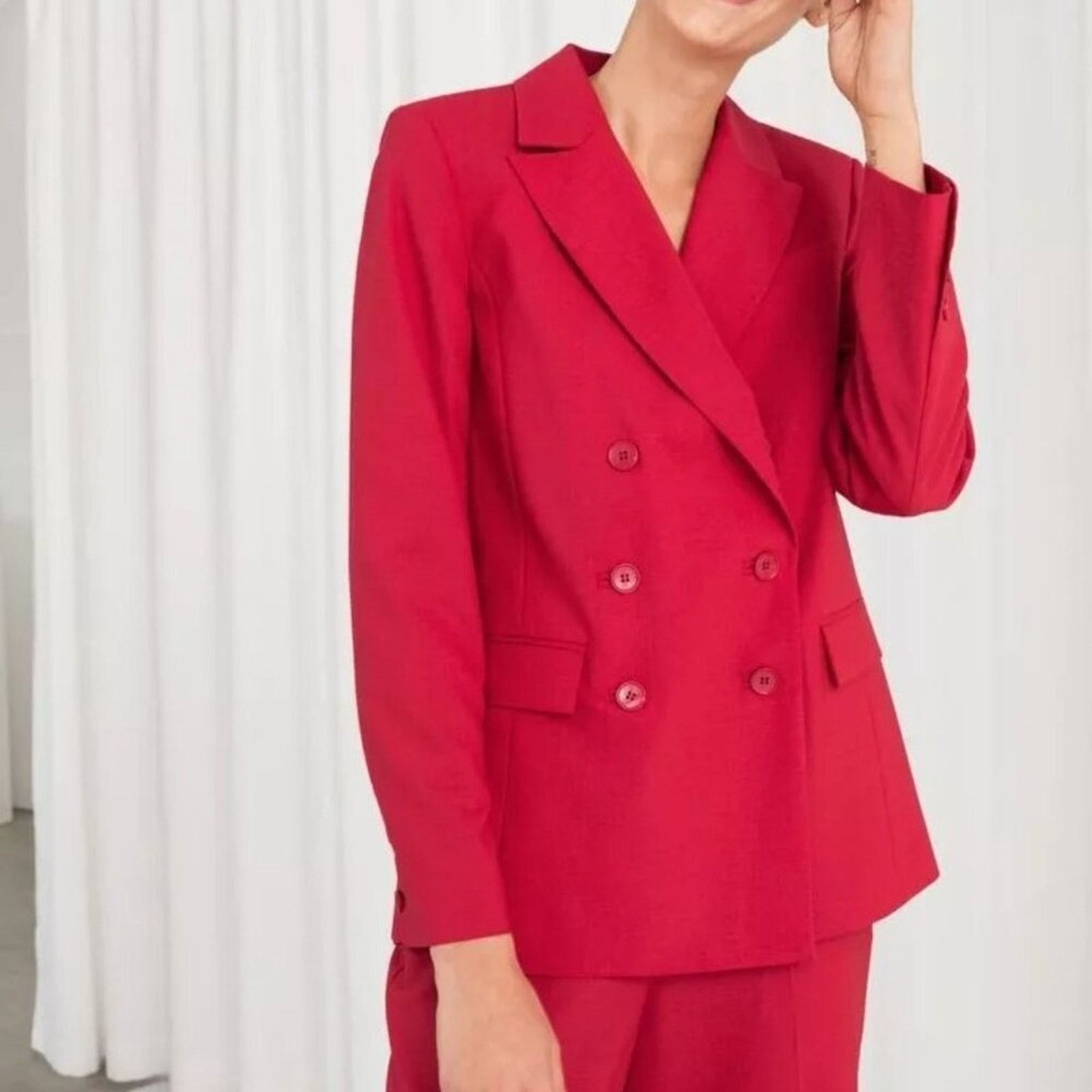 & Other Stories & Other Stories Red Double Breasted Blazer 6 NWOT Size M / US 6-8 / IT 42-44 - 3 Thumbnail