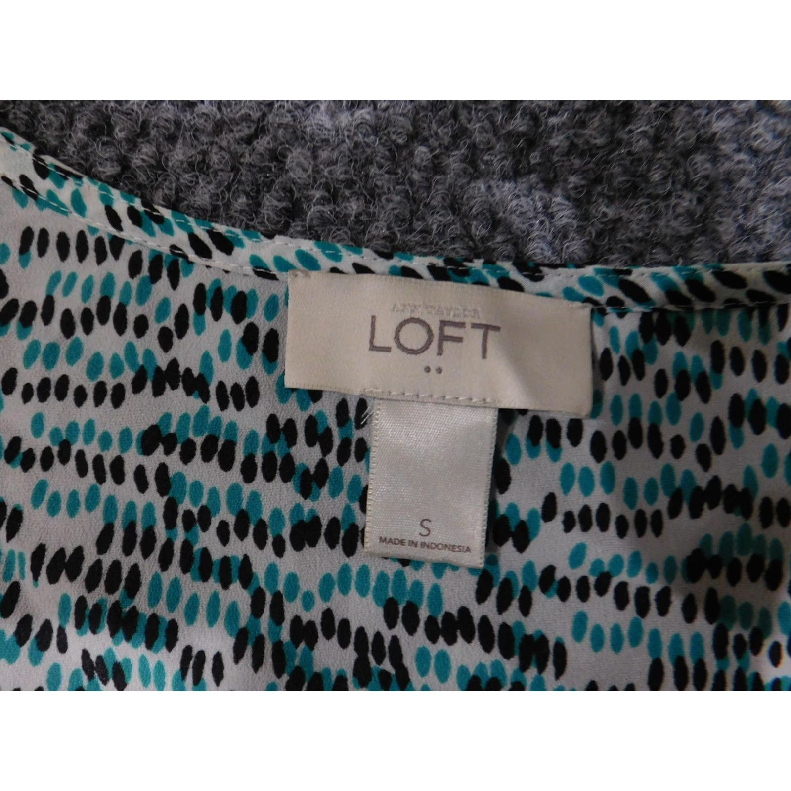 Loft LOFT Shirt Womens Small Teal Black Sleeveless Tie Neck Ruffle Blouse Size S / US 4 / IT 40 - 5 Thumbnail