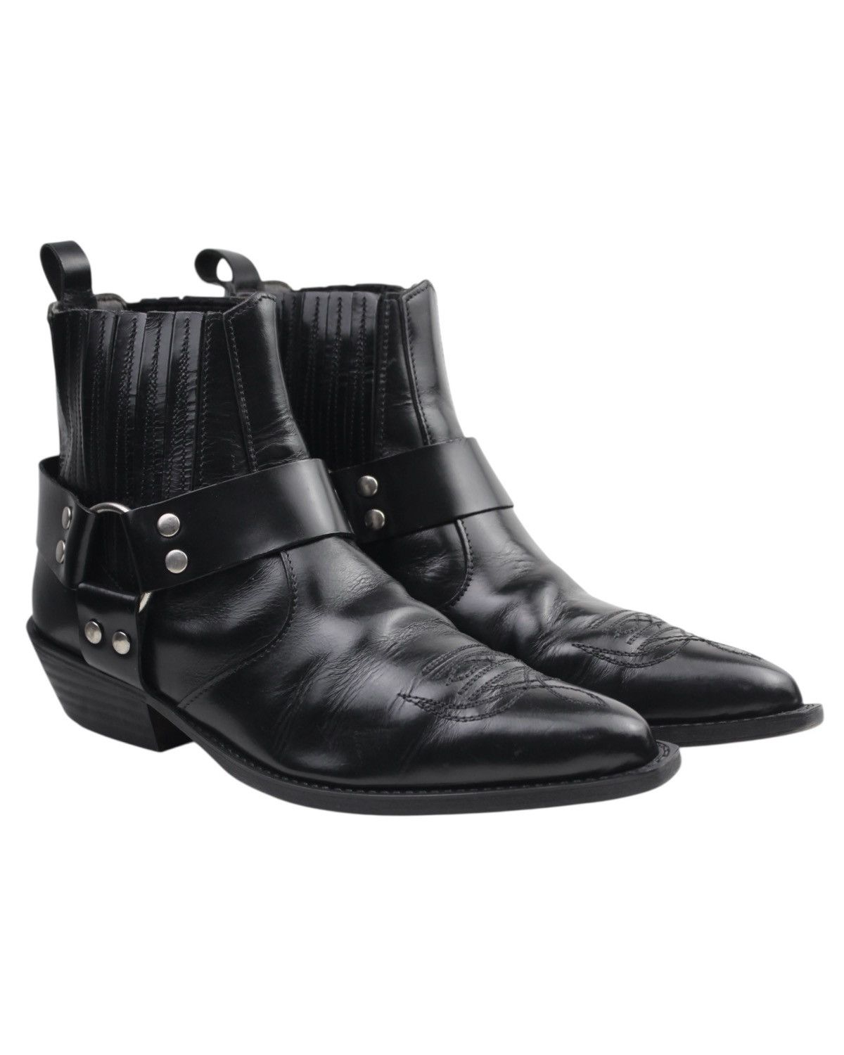 Vintage 2000S WESTERN USA BLACK HARNESS BOOTS Size US 7 / EU 40 - 1 Thumbnail