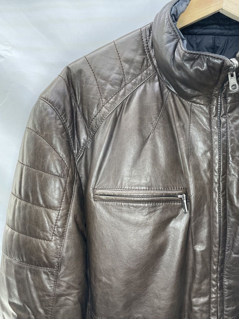 Brunello Cucinelli BRUNELLO CUCINELLI Brown Leather Nylon Blue Bomber Jacket Size US L / EU 52-54 / 3 - 2 Thumbnail