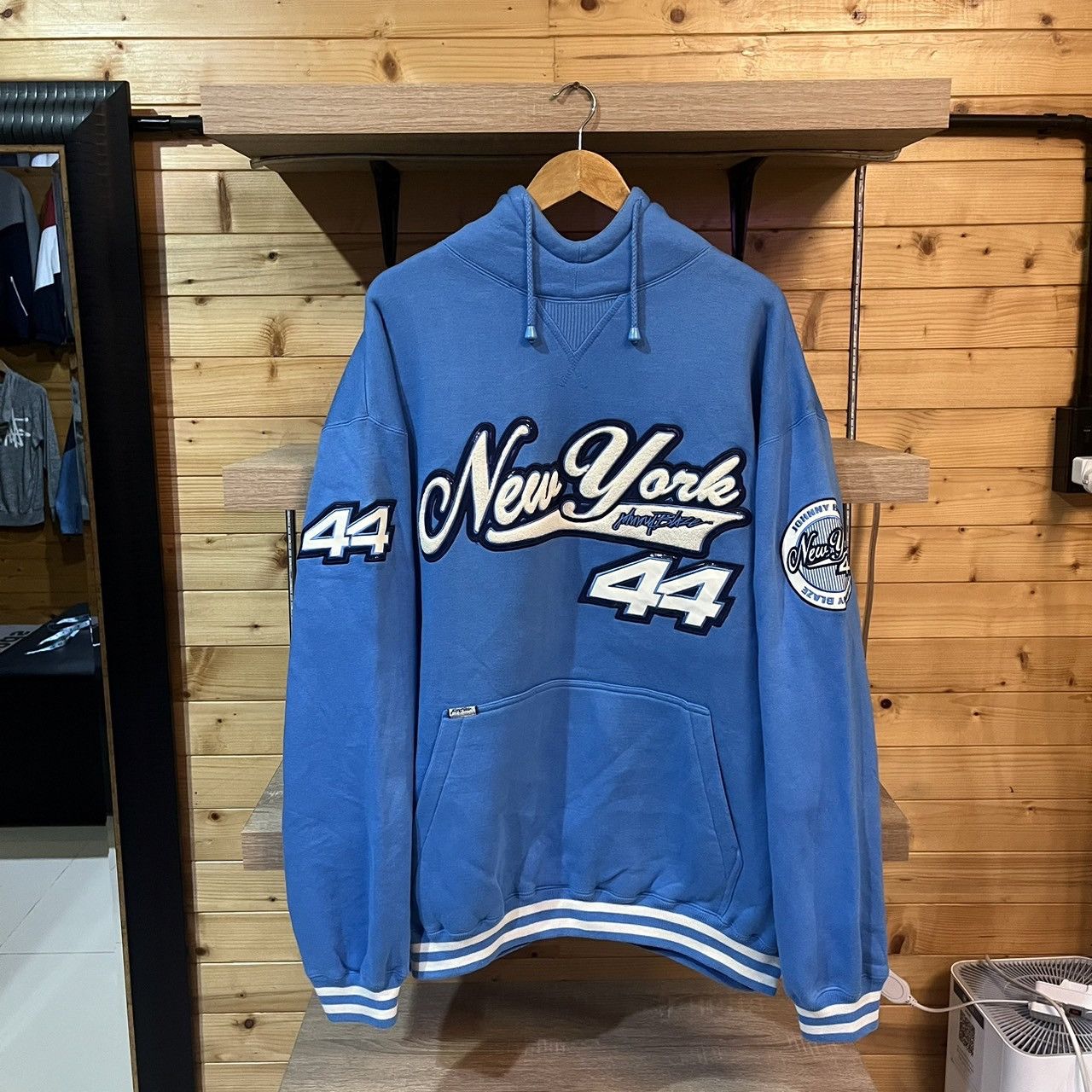 Image of Rap Tees x Vintage Johnny Blaze New York 44 Hoodie in Blue, Men's (Size 2XL)