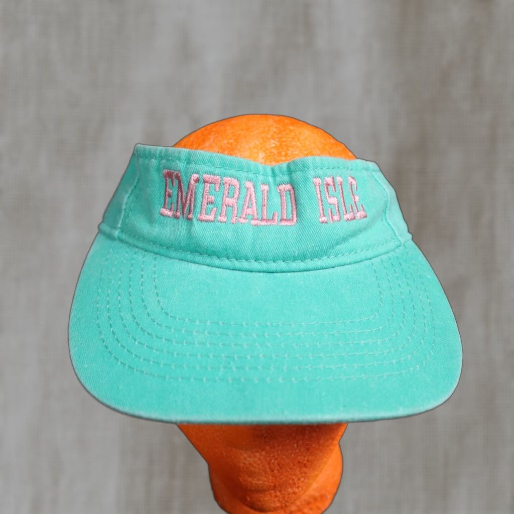 Vintage Emerald Isle Visor Blue NC North Carolina Embroidered Adult Adjustable Hat Cap Size ONE SIZE - 1 Thumbnail