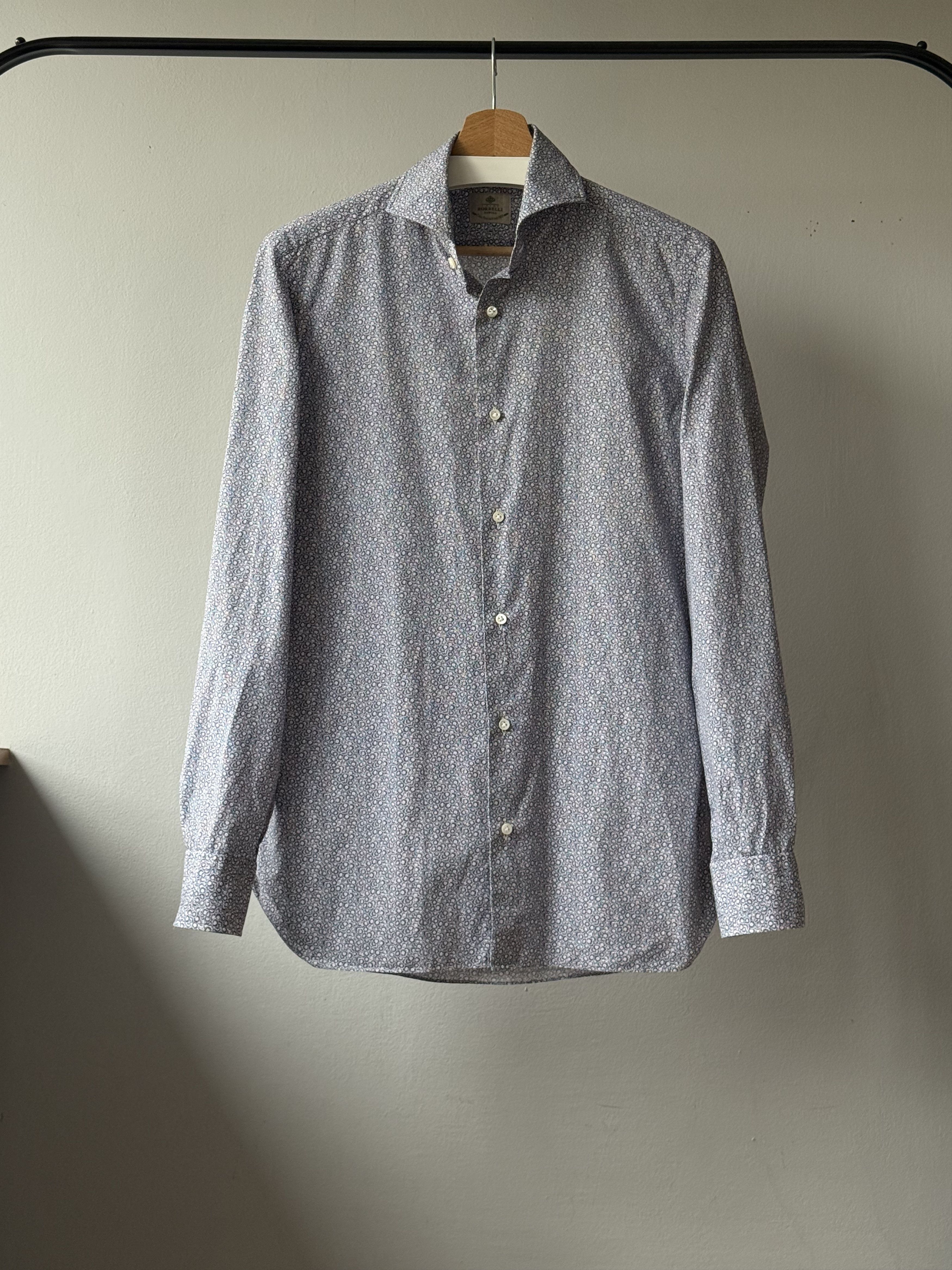Luigi Borrelli Luigi Borelli Napoli Floral Patterned L/S Dress Cotton Shirt Size US M / EU 48-50 / 2 - 1 Thumbnail