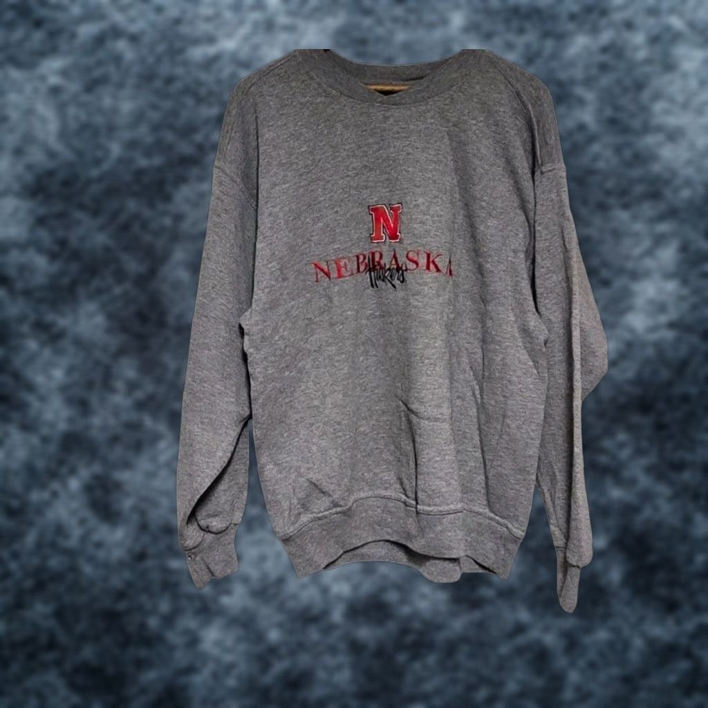NCAA VINTAGE Nebraska Cornhuskers Sweatshirt Men's XL Gray NCAA Embroidered Collegiate Size US XL / EU 56 / 4 - 1 Thumbnail