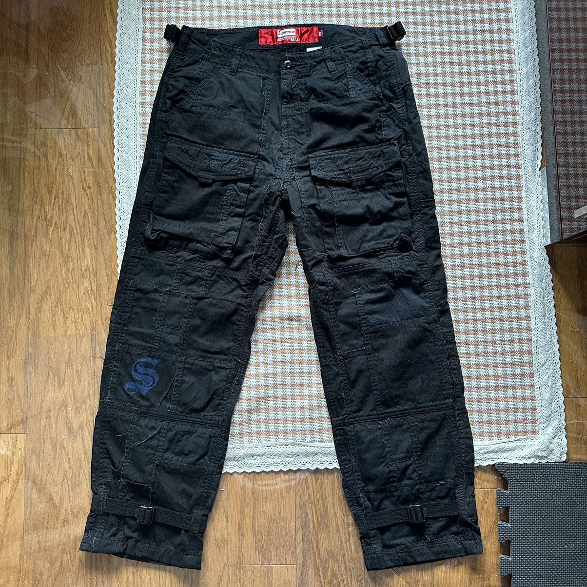 image of Comme Des Garcons x Junya Watanabe Supreme X Junya Watanabe Cdg Man Black Patchwork Cargo Pants (Si