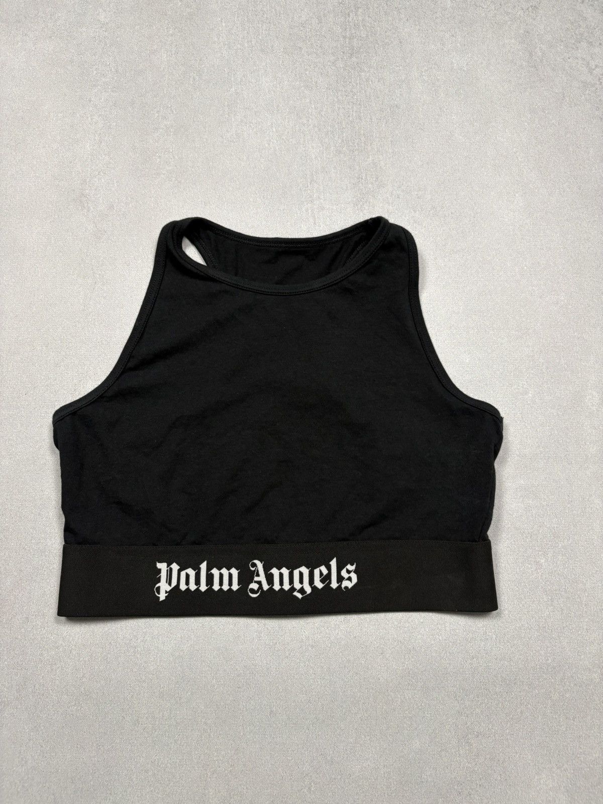 Palm Angels Palm Angels Elastic Logo Crop Top Black Athletic Sport Gym S Size S / US 4 / IT 40 - 1 Thumbnail