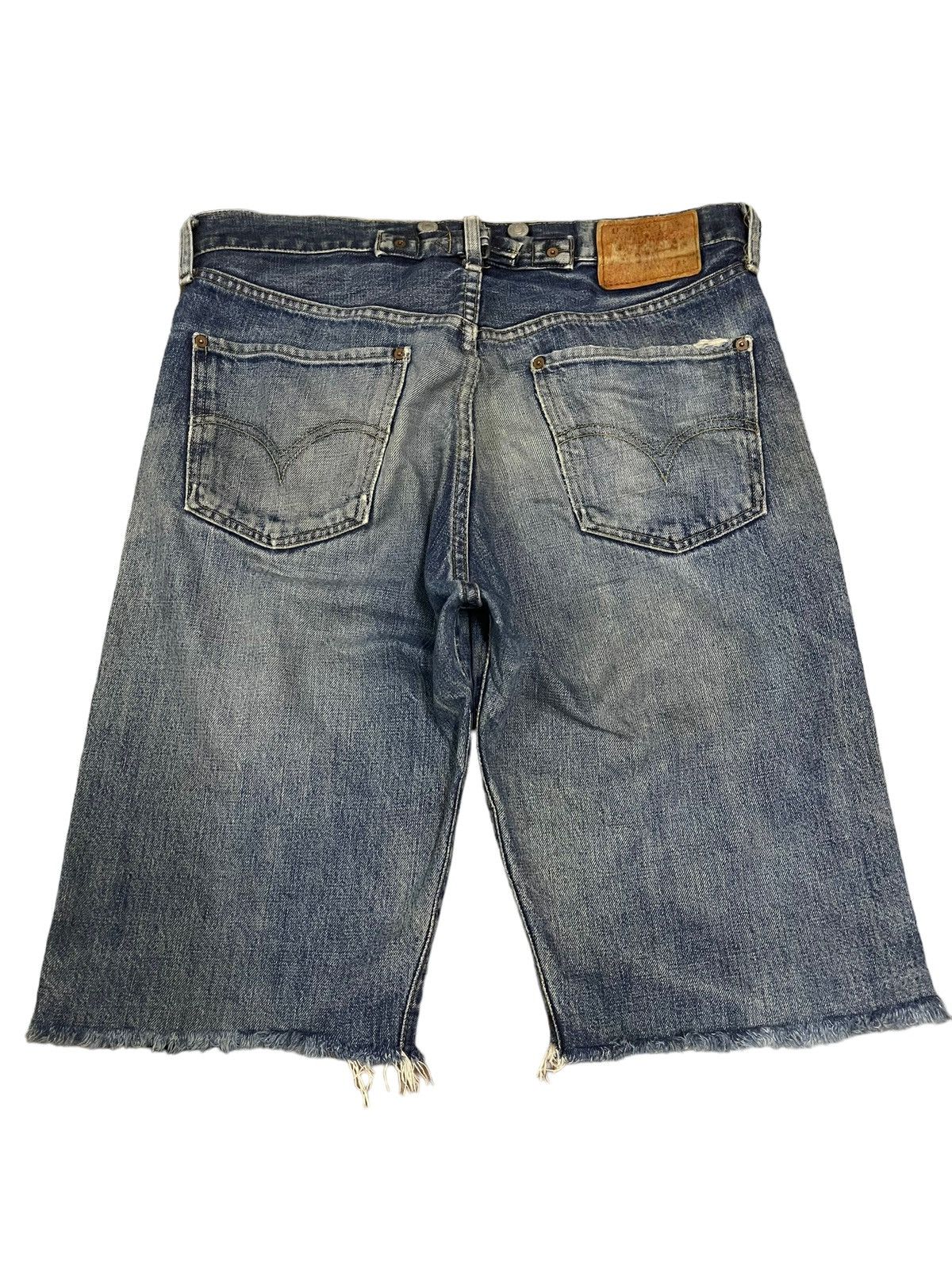Levi's Vintage 80s Levis Blue Wash Distressed Style Short Jeans Size US 33 - 2 Thumbnail