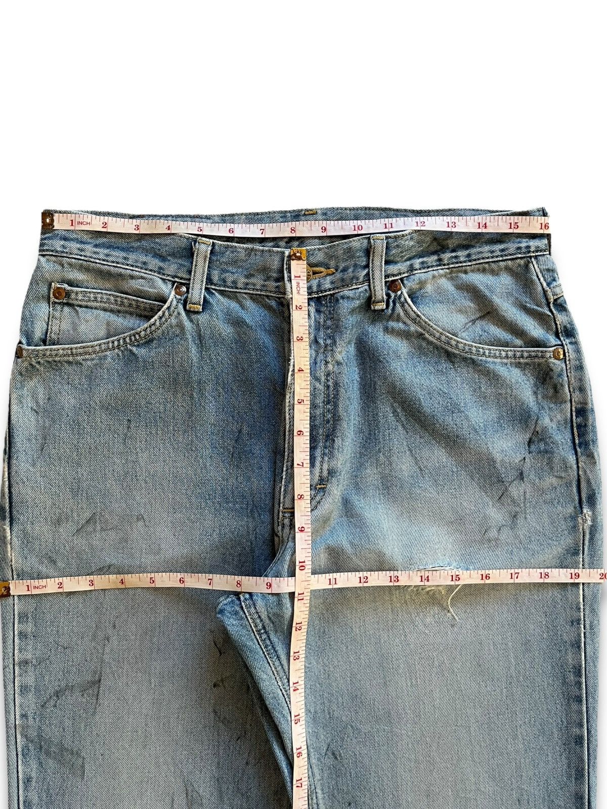Lee Vintage 90s Lee Japan Blue Wash Distressed Baggy Jeans 32x32 Size US 32 / EU 48 - 11 Thumbnail