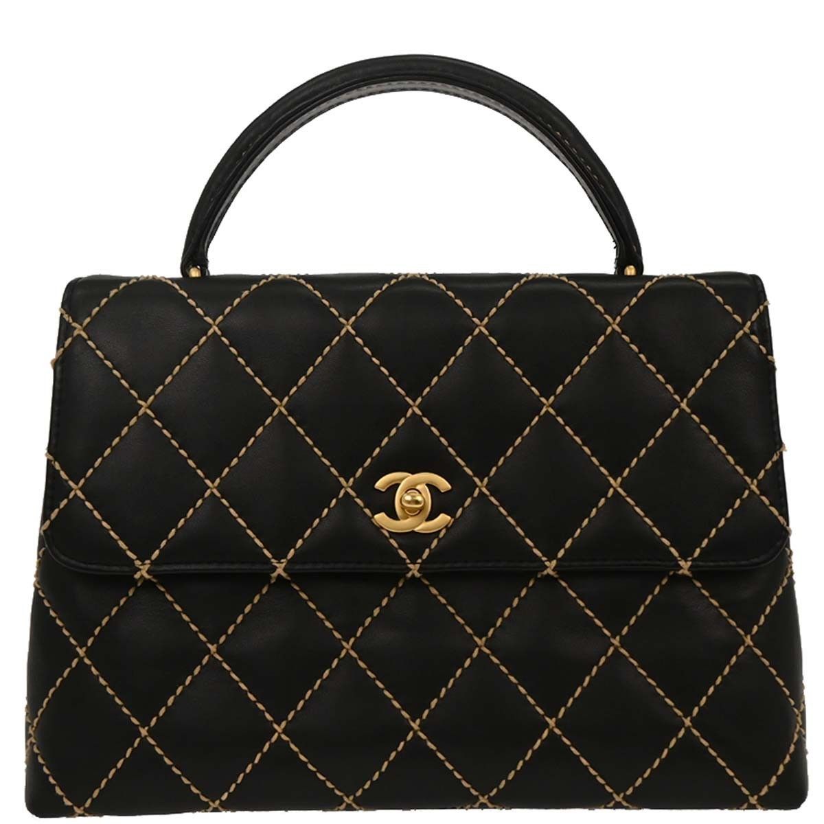 Chanel Chanel Surpique Classic Top Handle Flap Bag Quilted Lambskin Size ONE SIZE - 1 Thumbnail