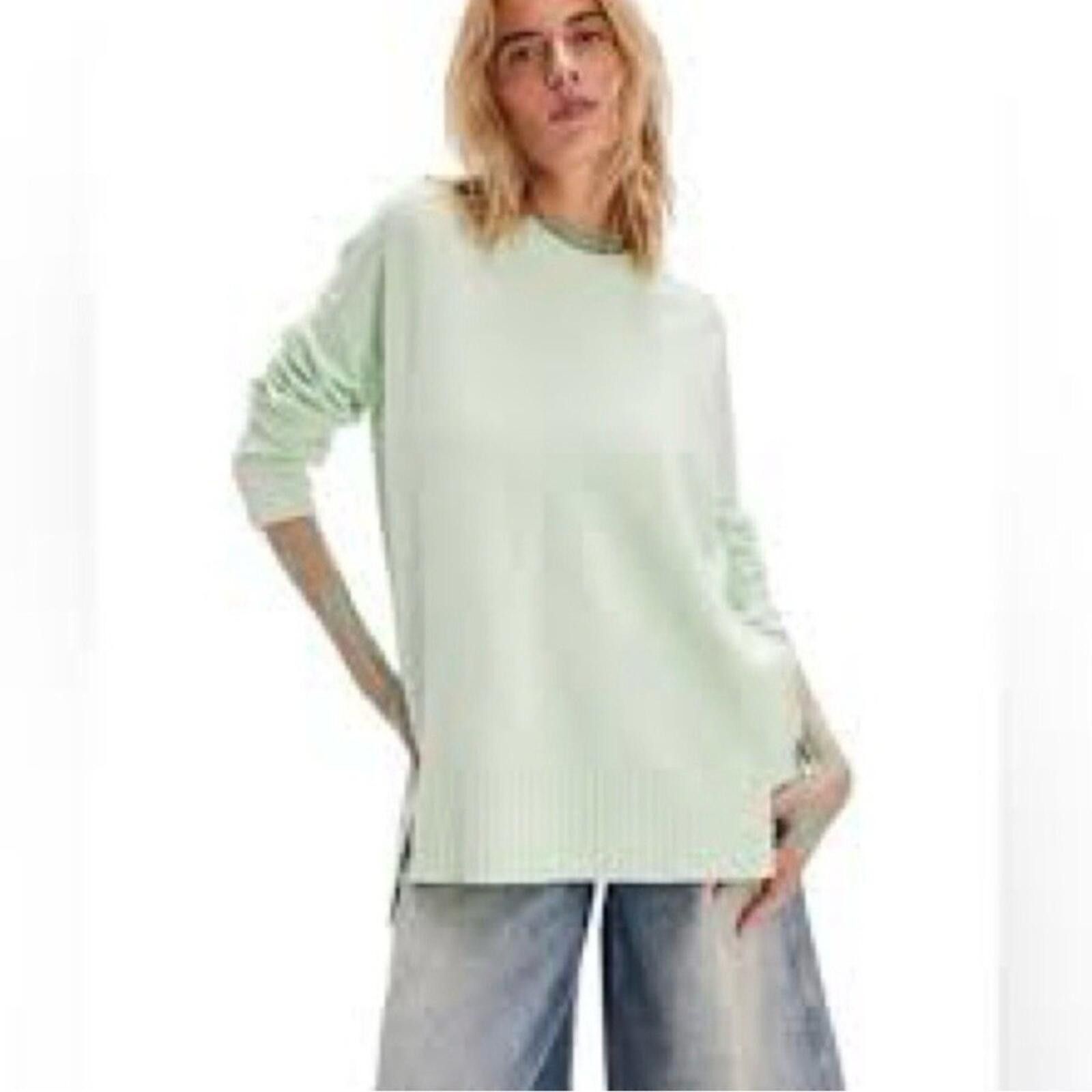 Free People Free People Phoebe Pullover Light Green Crew Neck Sweater L Size L / US 10 / IT 46 - 2 Thumbnail