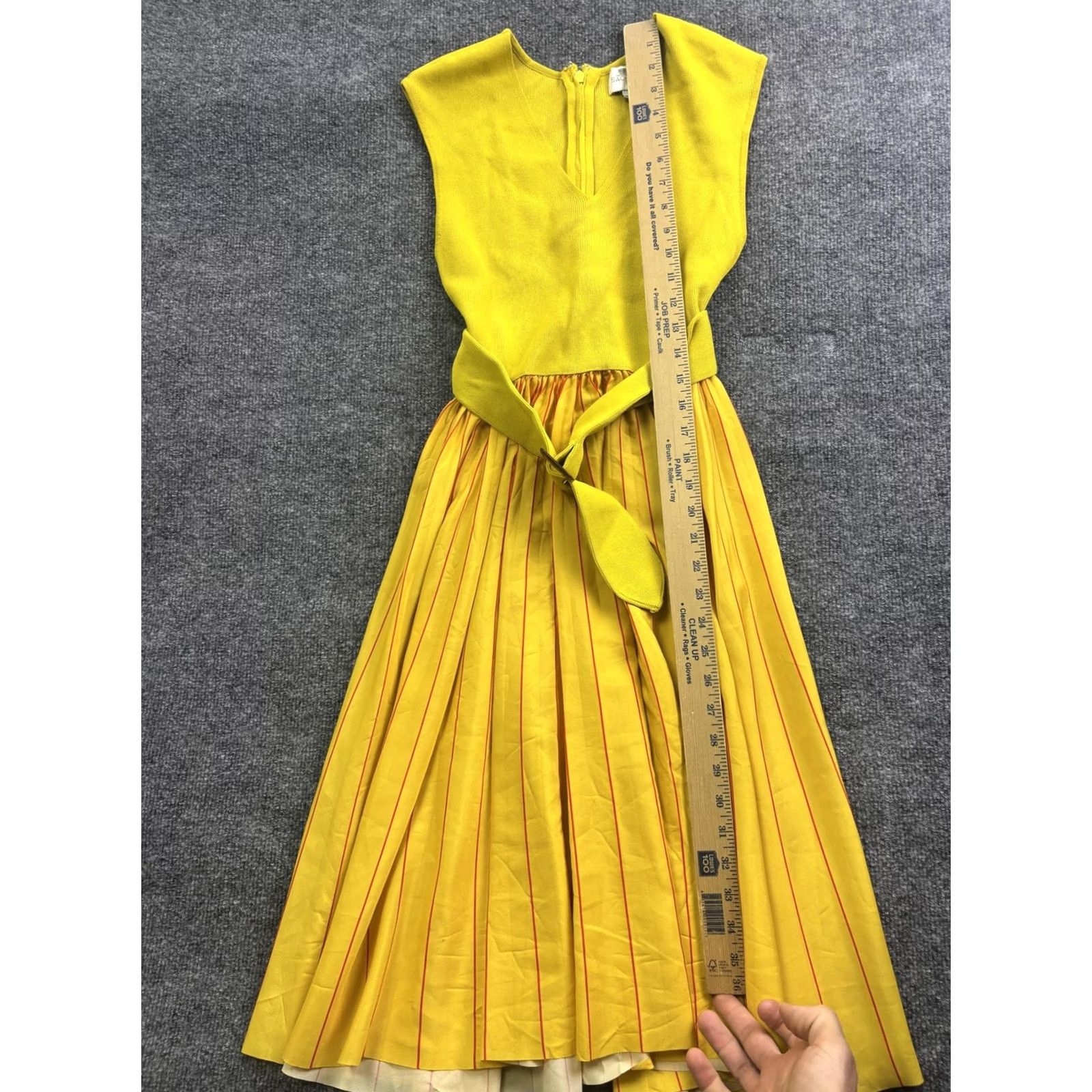 Sachin & Babi SACHIN & BABI Dress Womens XS Yellow V Neck Pleated Belted Striped Sundress Midi Size XS / US 0-2 / IT 36-38 - 5 Thumbnail