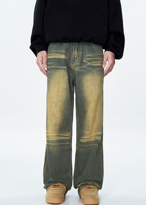 Japanese Brand × Jean Vintage men's whisker washed loose distressed cleanfit jeans Size US 32 / EU 48 - 1 Thumbnail