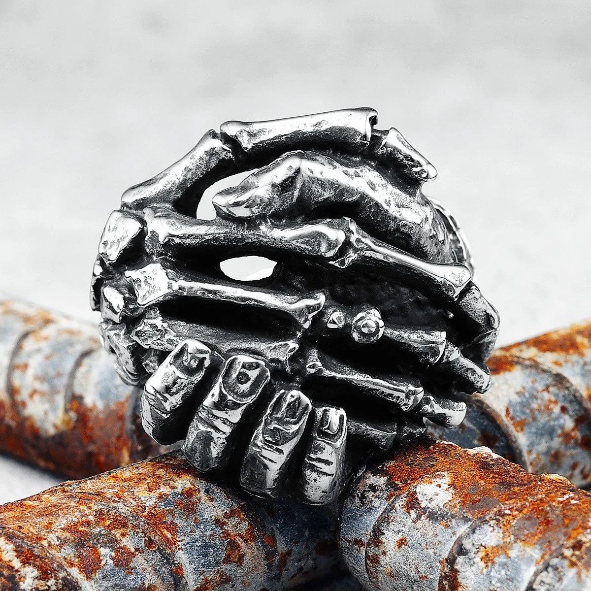 Jewelry Skeleton Shake Hands Ring Streetwear Jewelry Fashion Gift Size ONE SIZE - 3 Thumbnail