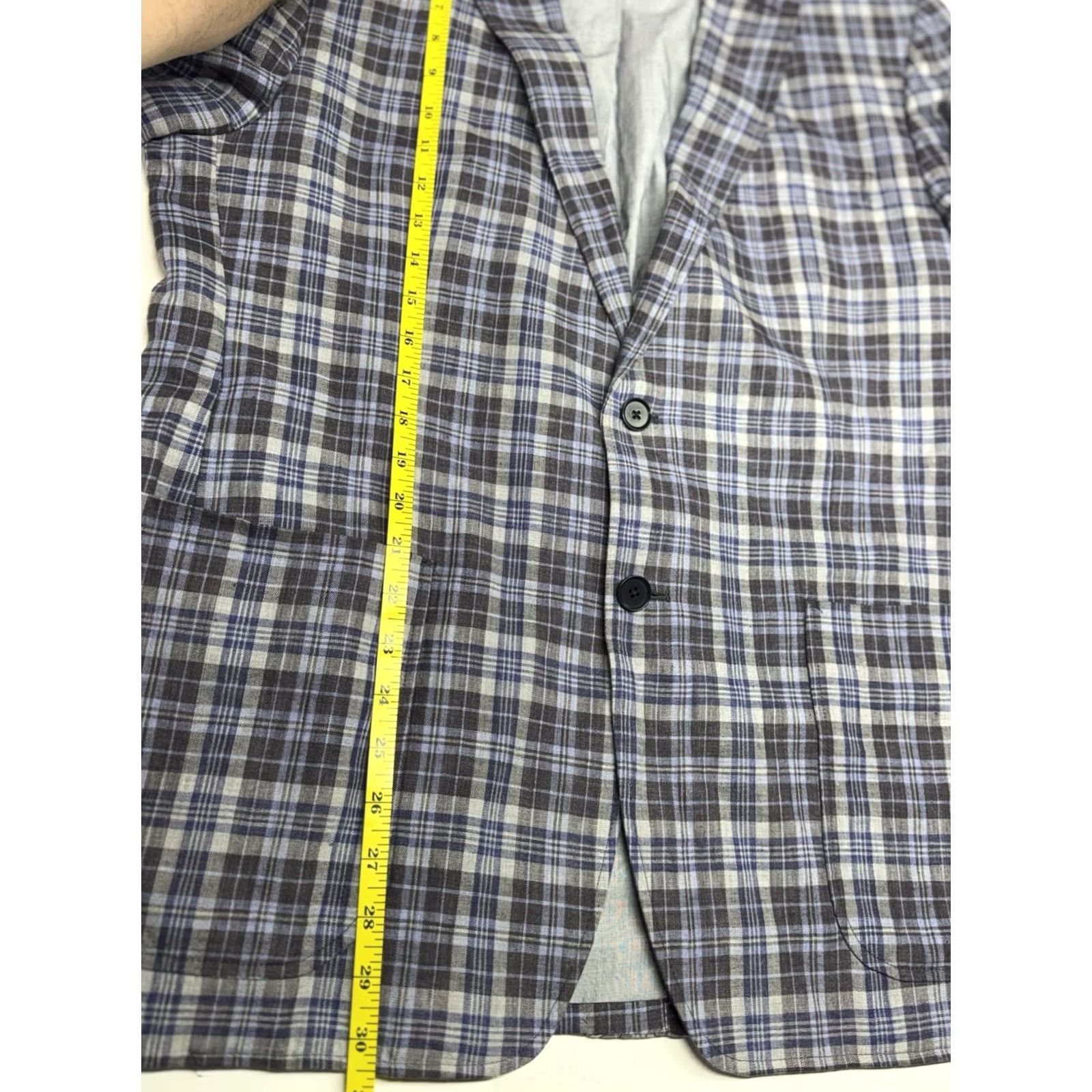 Banana Republic Banana Republic Linen Plaid Blazer Sport Coat Mens 42R Tailored Fit Lightweight Blue Plaid 42 Mens Blazer Tailored Linen 42R Size 42R - 6 Thumbnail