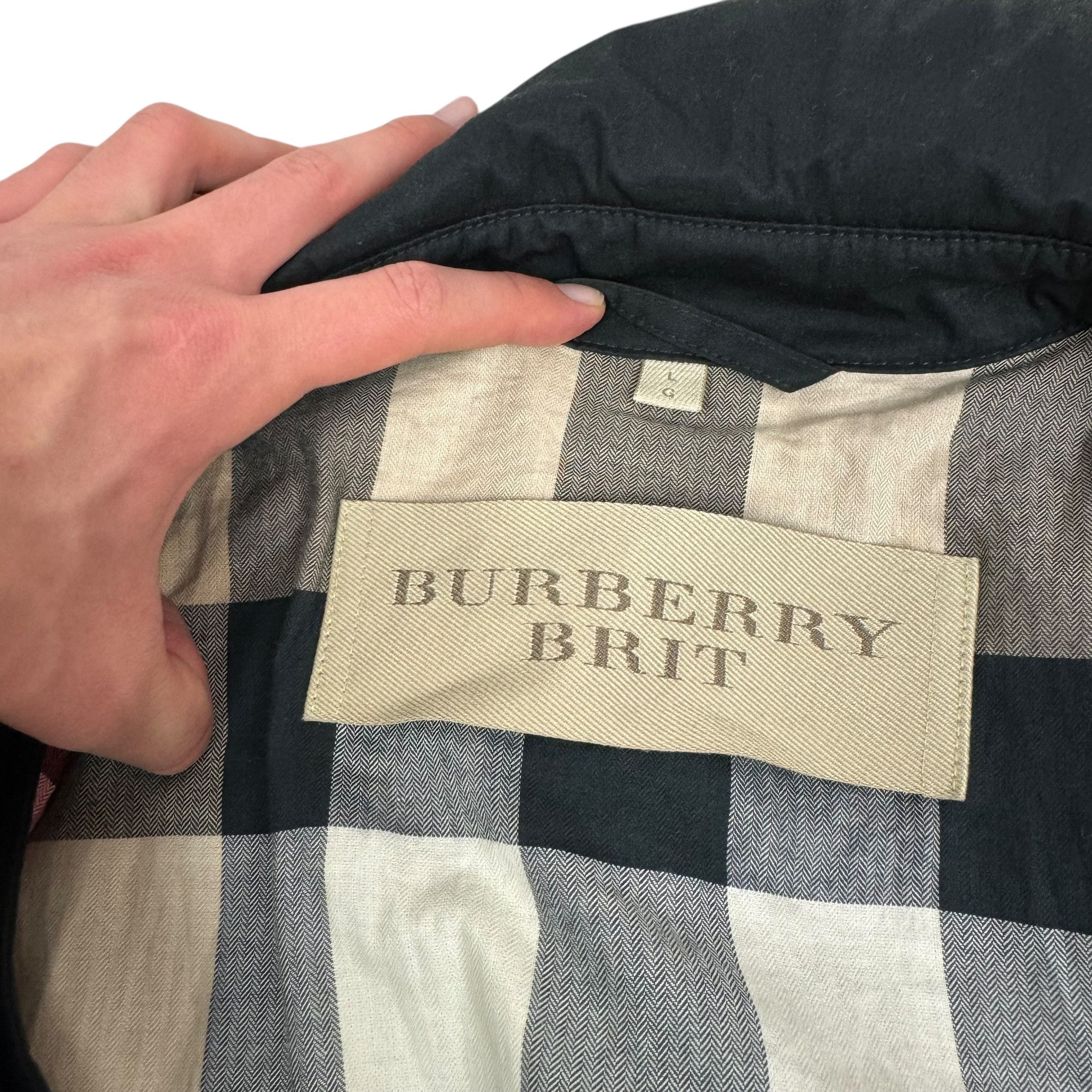 Burberry Burberry Brit Black Cotton Label Trench Coat Large Size L / US 10 / IT 46 - 3 Thumbnail