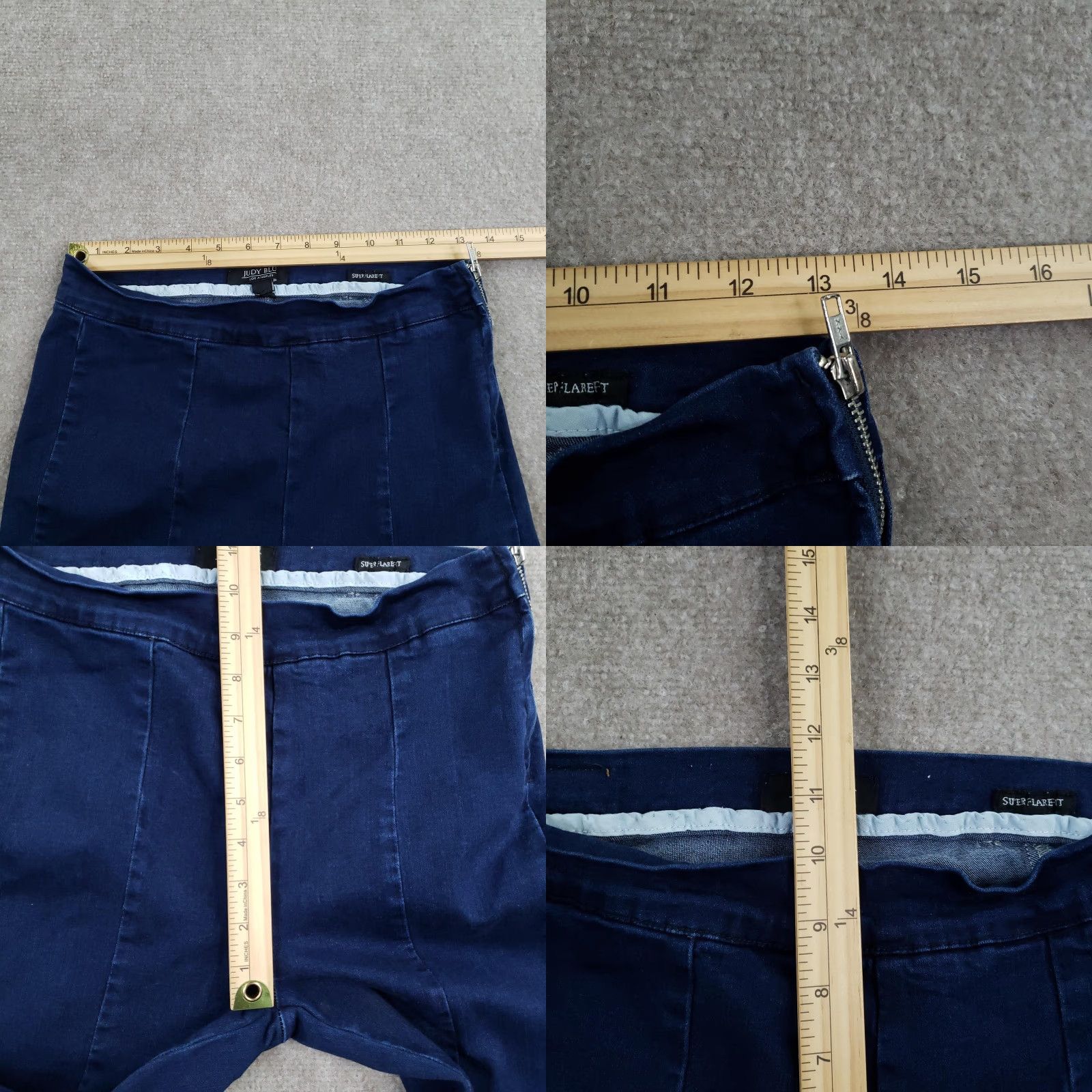 Vintage Judy Blue Jeans Womens High Rise Blue Super Flare Bell Bottoms 28 32 Inseam Distressed Stretch Raw Hem Fringe Zipper Jeans Boys? Size 28" / US 6 / IT 42 - 8 Thumbnail