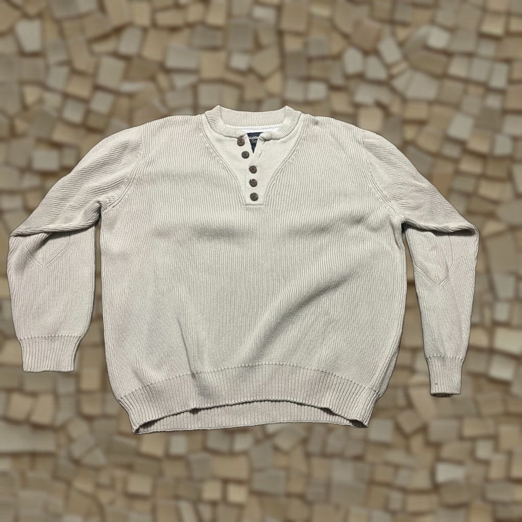 Vintage Guided Series Sweater Men’s Size Large Tall Brown Tan 1/4 Buttons Pullover Knit Cotton Regular Weight Casual Size US L / EU 52-54 / 3 - 1 Thumbnail