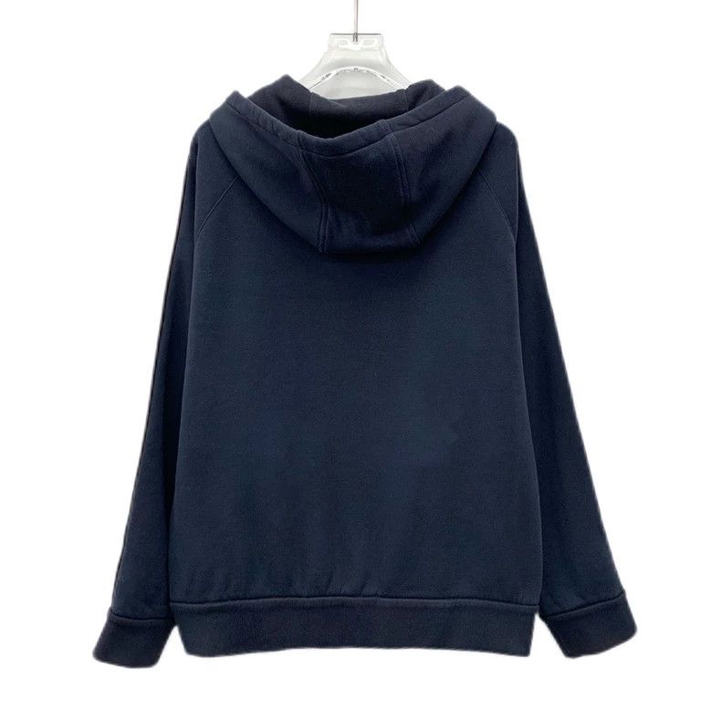 Loro Piana LORO PIANA Dark blue cotton hooded drawstring zipper hoodi Size M / US 6-8 / IT 42-44 - 2 Thumbnail