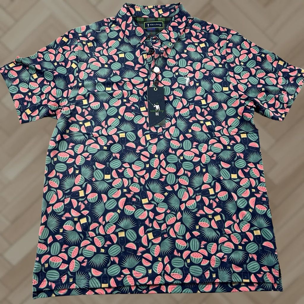 Vintage William Murray Polo Shirt Golf Mens Size M Navy Watermelon XS? Size US M / EU 48-50 / 2 - 1 Thumbnail