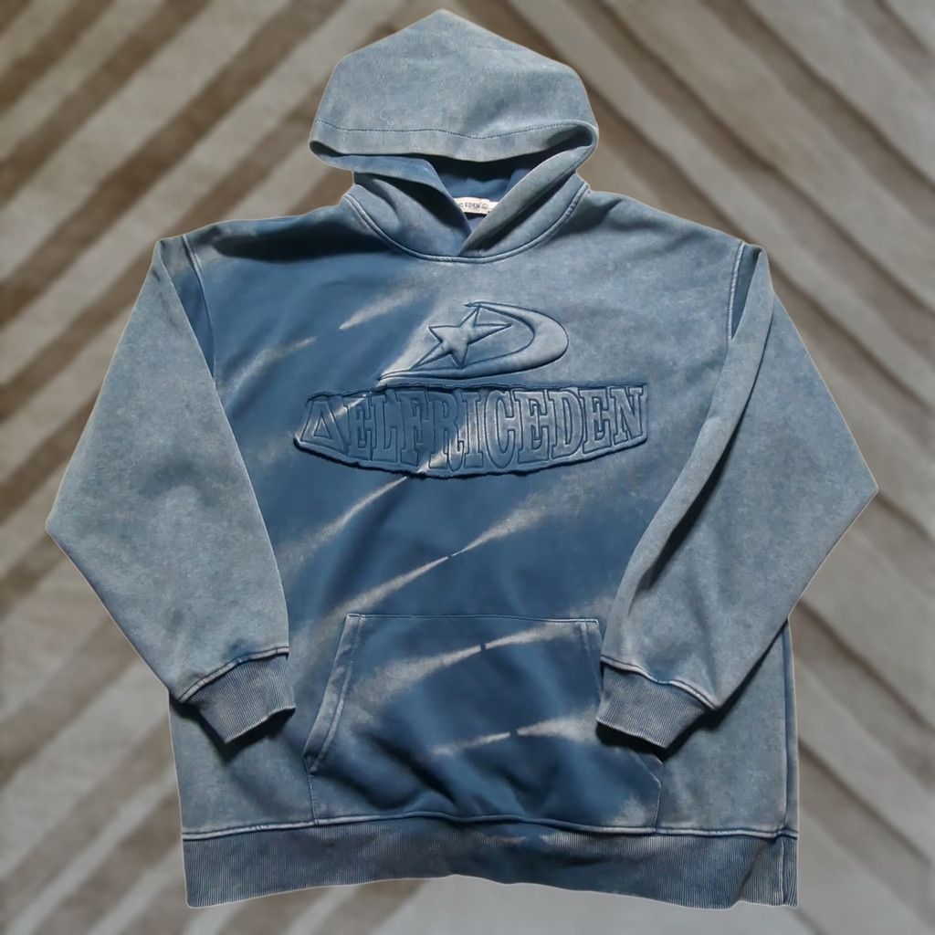 Vintage Aelfric Eden Hoodie Sweatshirt Blue Embossed Logo Kangaroo Pocket L Regular Mens Size US L / EU 52-54 / 3 - 1 Thumbnail