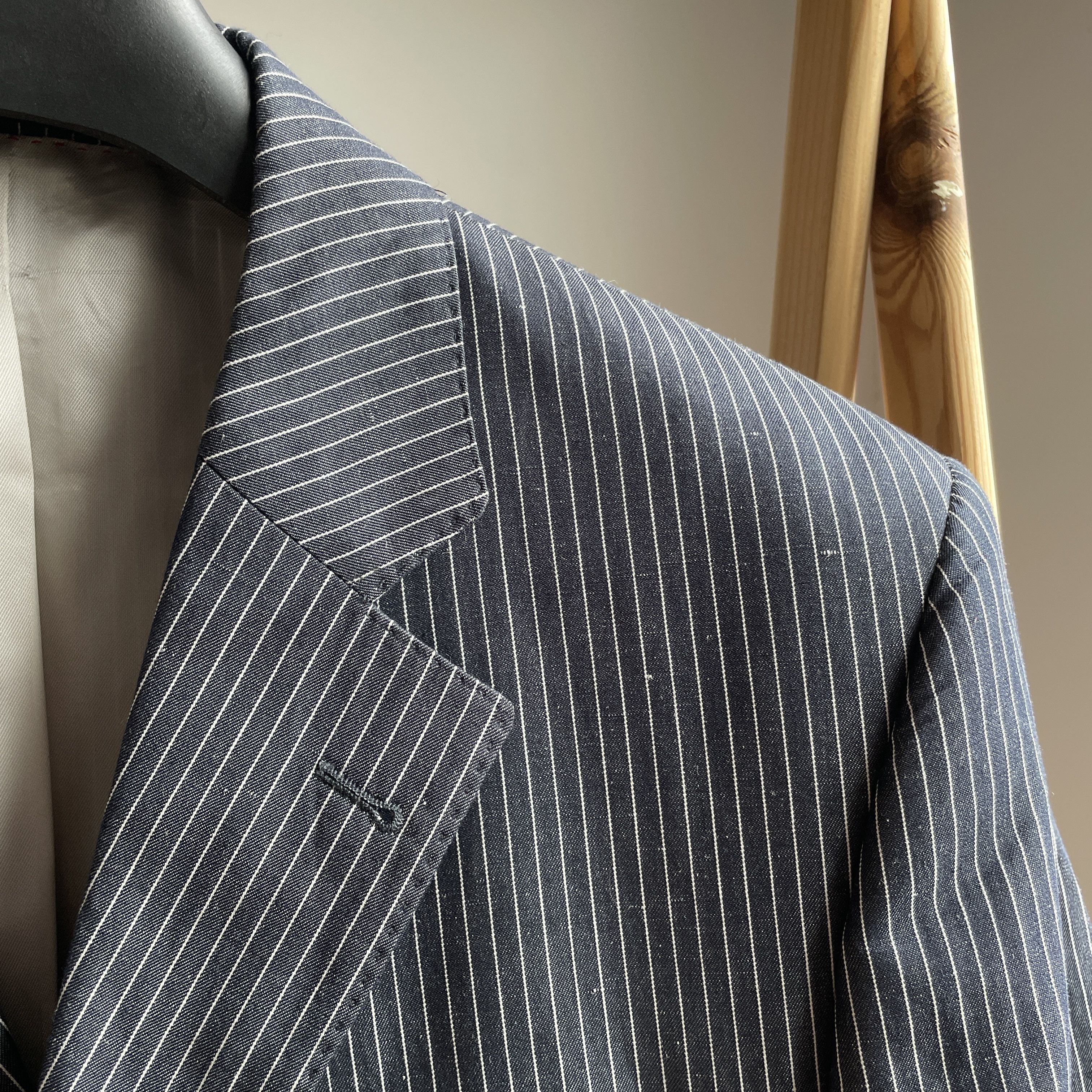 SCABAL Scabal Savile Row 3 Button Cotton Linen Striped Blazer Size 40R - 6 Thumbnail