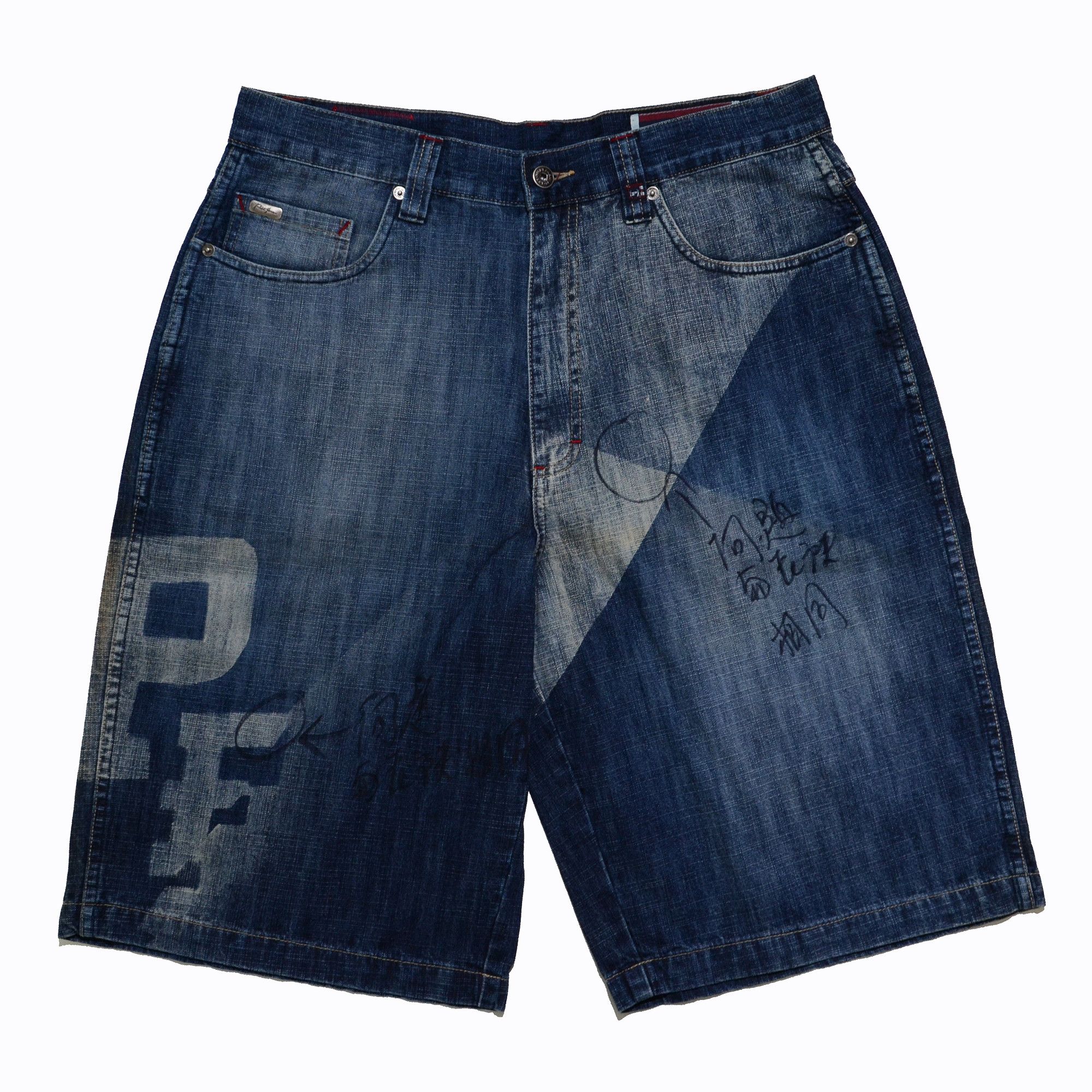 Phat Farm [Mark Stain] Phat Farm Denim Shorts 90s Hiphop Streetwear Size US 34 / EU 50 - 1 Thumbnail