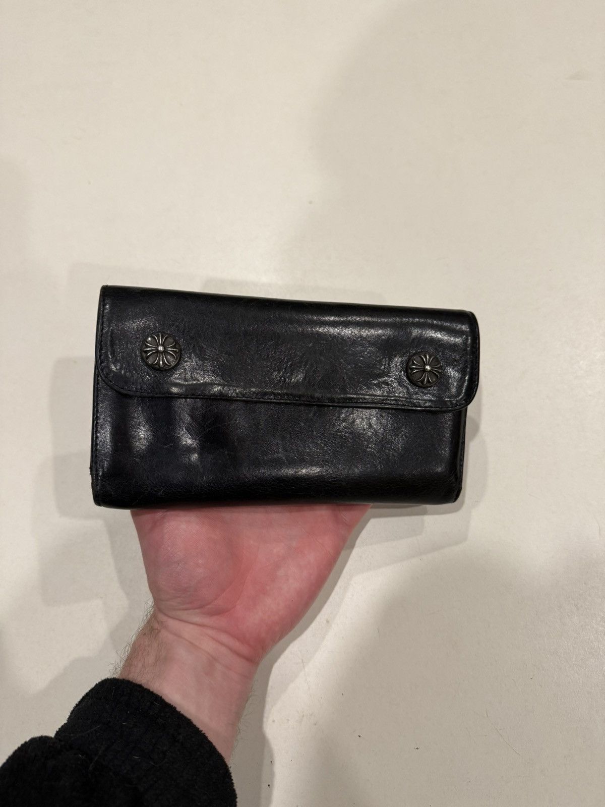 Chrome Hearts Chrome Hearts Wave Wallet Black Leather Silver Cross Balls Size ONE SIZE - 15 Thumbnail