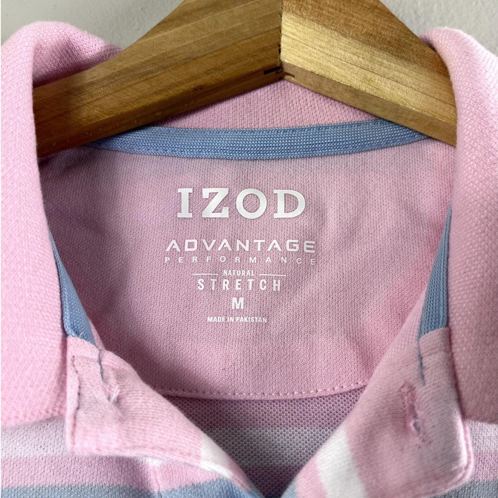 Izod Women's Pink and Blue Striped Izod Polo Shirt M Size M / US 6-8 / IT 42-44 - 3 Thumbnail