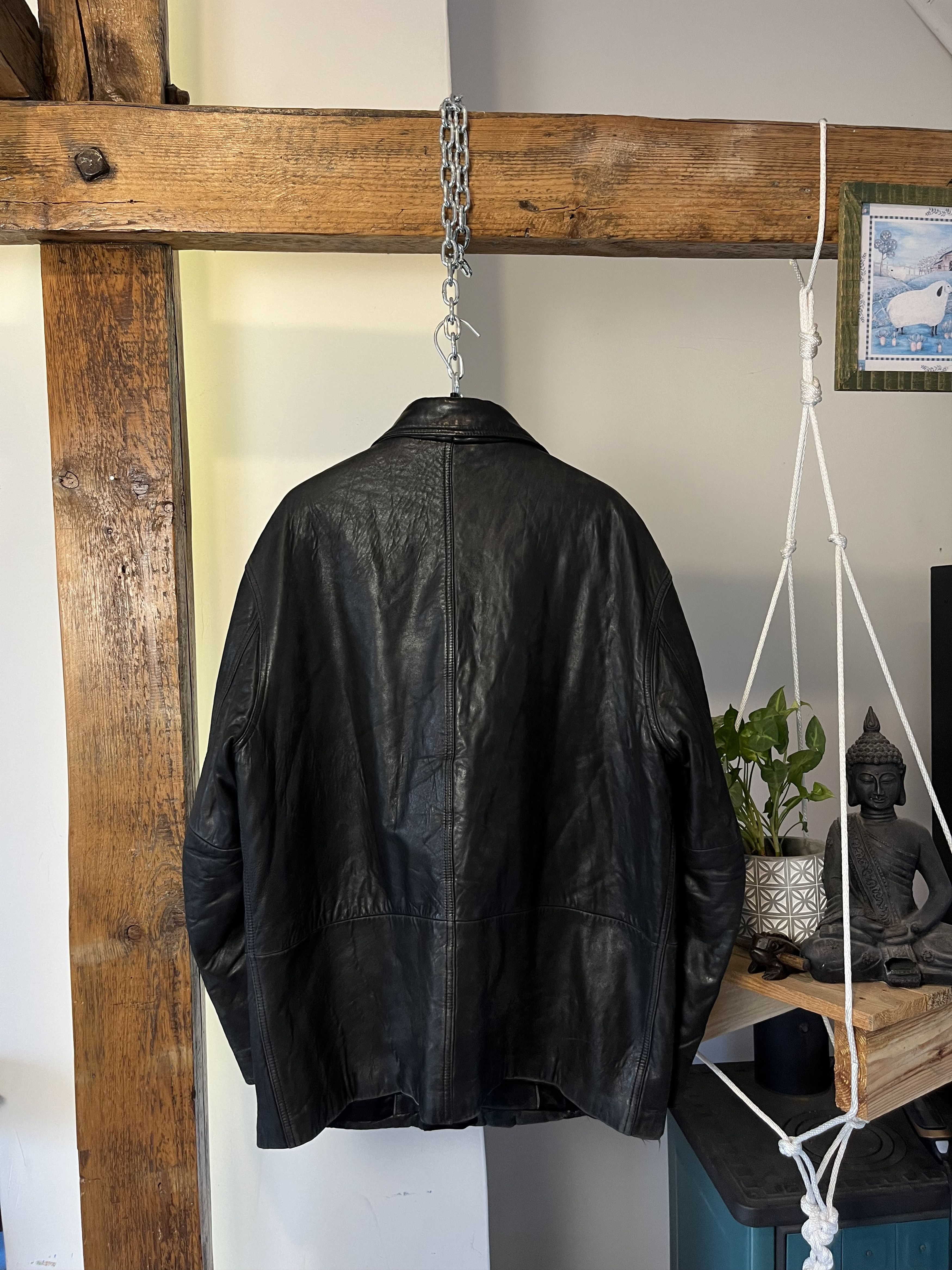Designer × Hugo Boss × Vintage Vintage Hugo Boss Lamb Leather Jacket Size US XL / EU 56 / 4 - 2 Thumbnail