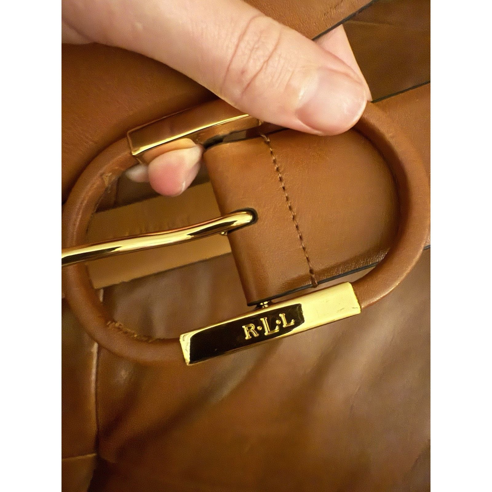 NWOT Lauren Ralph Lauren Covered Leather Gold Tan Belt XL display picture 1