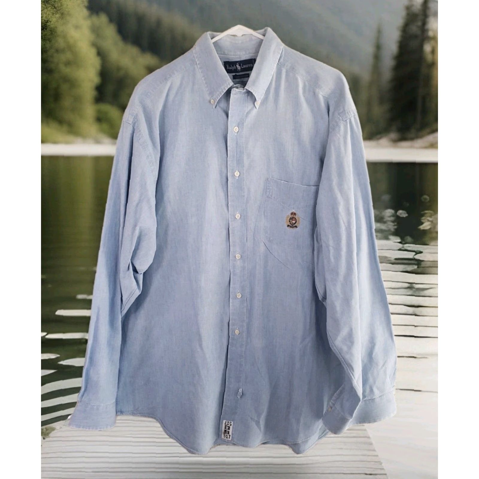 Polo Ralph Lauren Polo Ralph Lauren Shirt Men XL Blue Chambray Long Sleeve Pocket Logo Cotton Size US XL / EU 56 / 4 - 2 Thumbnail