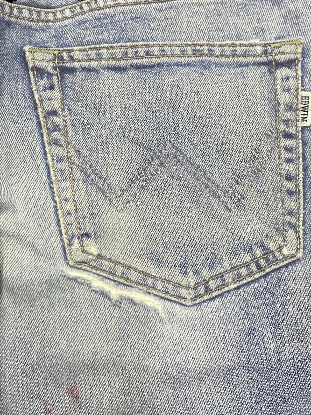 Junya Watanabe Vintage Edwin 403 Japan Faded Wash Distressed Denim Jeans Size US 30 / EU 46 - 18 Thumbnail