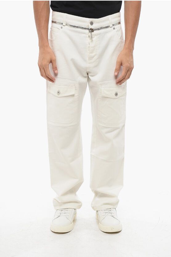 Straight Fit Cargo Jeans with Zip Detail 22cm