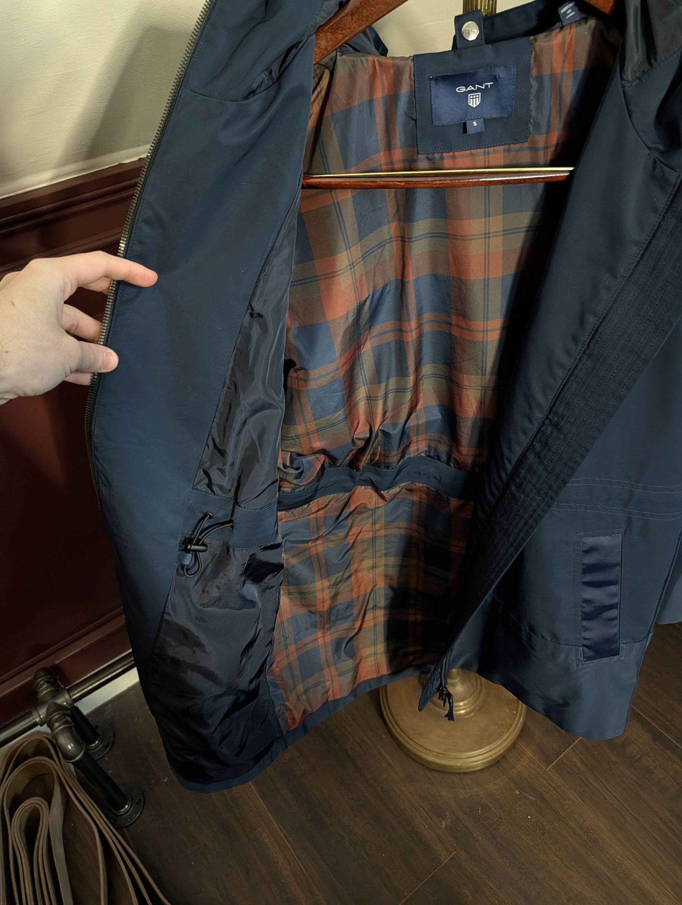 Gant Navy blue nylon zip-up tech hooded rain coat plaid Small Size US S / EU 44-46 / 1 - 13 Thumbnail