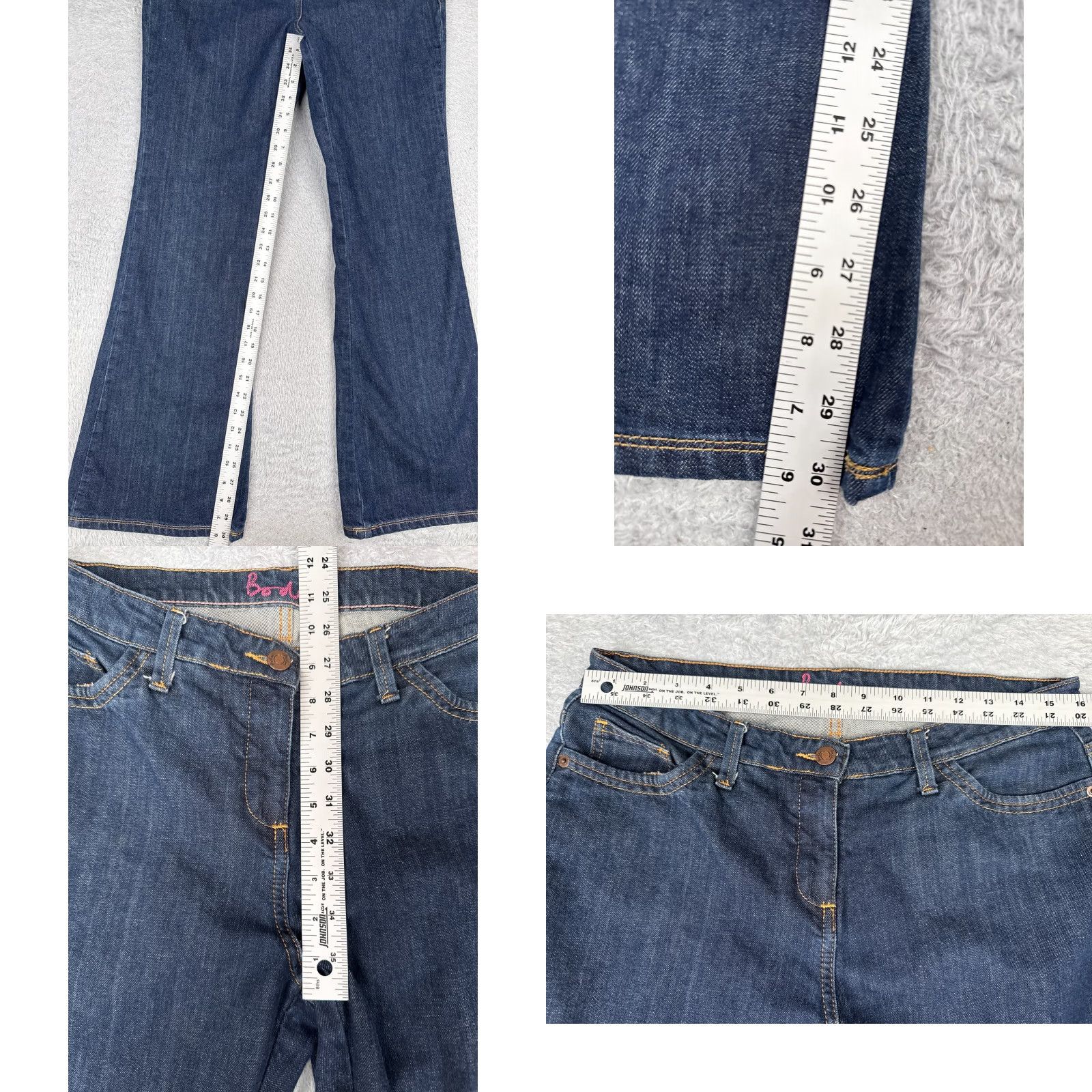 Boden Boden Jeans Women 10 Blue Denim Bootcut Dark Wash Mid Rise Cotton Blend 32x31 Jeans Womens Boots Cut 90s Southwestern USA Mens Women Girls Size 32" / US 10 / IT 46 - 8 Thumbnail