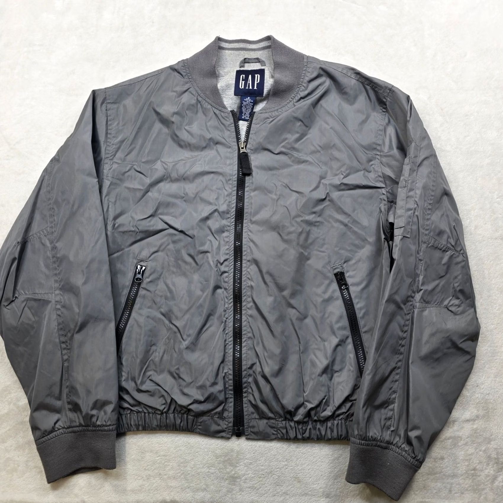 Gap GAP Bomber Jacket Mens Gray Small Lightweight Zip Military Flight Nylon Size US S / EU 44-46 / 1 - 2 Thumbnail