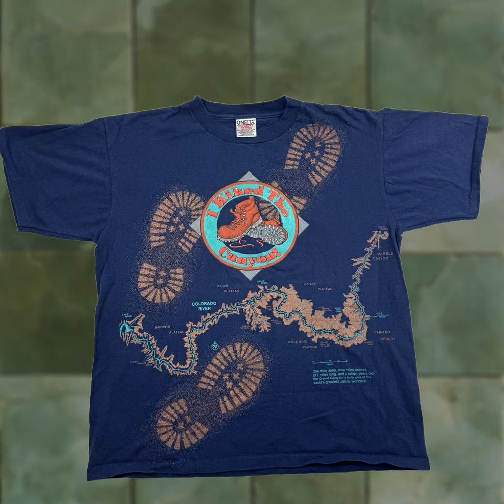 Vintage VINTAGE Grand Canyon T Shirt Adult Large I Hiked The Canyon AOP 90s Park Travels Shirt Mens Blue 90s Nature USA Oneita"} Size US L / EU 52-54 / 3 - 1 Thumbnail